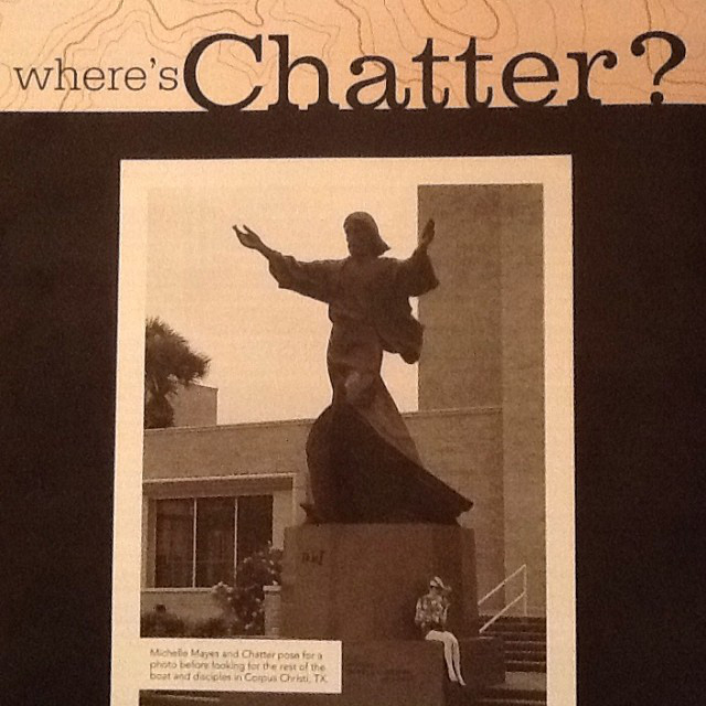 Michelle on the back of a Chatter publication by Irving Bible Church